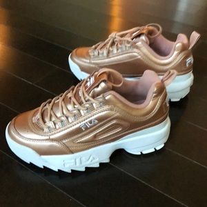 fila disruptor metallic rose gold